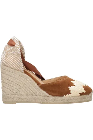 Castaner Sko, Dame, Brun, 35 EU, Jute, Brun Ruskind Ankel Snøre Kile Sandaler