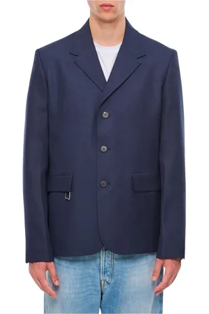 Jacquemus Jakke, Herre, Blå, S, Uld, Blå Slim Fit Blazer Med Revers