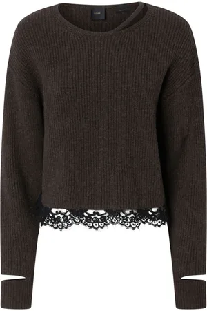 Pinko Strik, Dame, Brun, M, Brun Sweater Damigiana Grandi Ribber