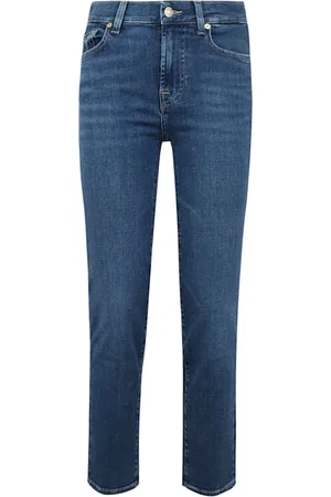 7 for all Mankind Jeans, Dame, Blå, W25, Bomuld, Slim Fit Jeans - Mørkeblå