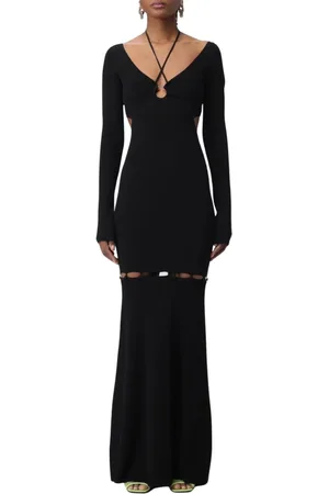 Nanushka Kjole, Dame, Sort, M, Uld, Ribbet Halter Maxi Kjole