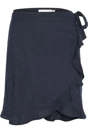 INWEAR Nederdel, Dame, Blå, XS, Wrap Nederdel med Ruffle Trim