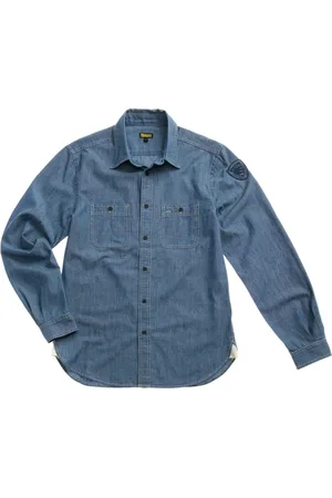 Blauer Skjorte, Herre, Blå, 2XL, Denim, Militærstil Denim Skjorte