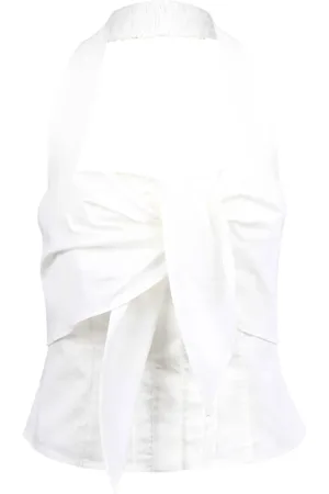 Cult Gaia Top, Dame, Hvid, M, Bomuld, Liliana Sweetheart Top med Front Tie
