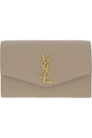 Saint Laurent Taske, Dame, , ONE SIZE, Uld, Elegant Læderkæde Pung med Guld-Tone Logo