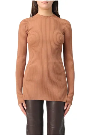 Nanushka Strik, Dame, Brun, L, Elegant Ribstrikket Top