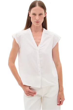 INWEAR Bluser & Skjorter, Dame, Hvid, 2XL, Uld, Hvid Top med V-Hals og Knapper