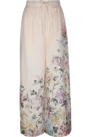 ZIMMERMANN Bukser, Dame, Flerfarvet, XS, Floral Halliday Relaxed Bukser