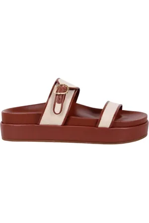 Ancient Greek Sandals Sko, Dame, Brun, 36 EU, Læder, Canvas Platform Sandal med Wing Spænde