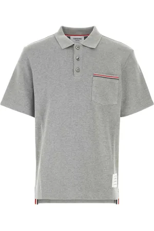 Thom Browne Top, Herre, Grå, XL, Bomuld, Klassisk Grå Bomuld Polo Skjorte