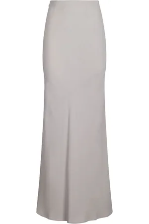 Ami Nederdel, Dame, Grå, S, Lys Beige Flared Maxi Nederdel