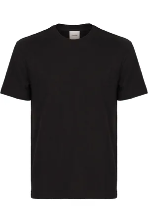 Calvin Klein Top, Herre, Sort, S, Bomuld, Ribbet Krave Bomuld-Linned Blandings T-shirt
