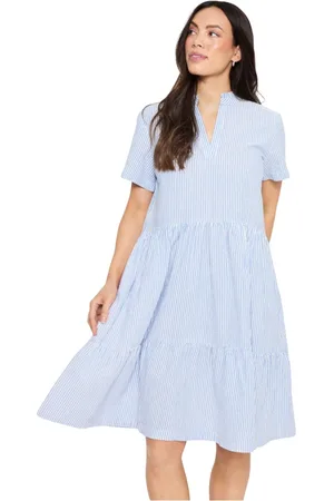 Saint Tropez Kjole, Dame, Blå, 2XL, Blå Flæsekjole Kirasz Stil