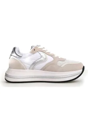 Voile blanche Sko, Dame, Flerfarvet, 40 EU, Læder, Mesh og Ruskind Sneaker Sand Sølv