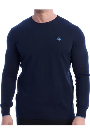 La Martina Sweathshirts & Hoodies, Herre, Blå, L, Bomuld, Basis Rund Hals Bomuld Jersey