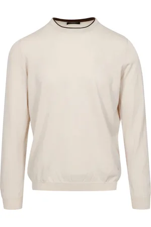 FAY Strik, Herre, , M, Bomuld, Bomuld Crew Neck Sweater Sand+Brown