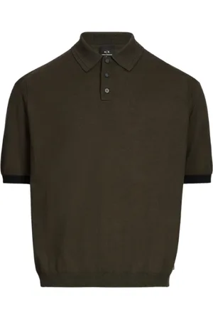 Armani Exchange Top, Herre, Grøn, XL, Bomuld, Grøn Stretch Bomuld Polo Skjorte