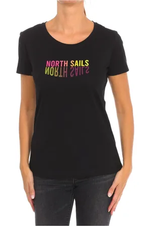 North Sails Top, Dame, Sort, L, Bomuld, Kortærmet T-shirt med Ribhals