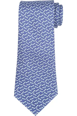 Salvatore Ferragamo Tilbehør, Herre, Blå, ONE SIZE, Uld, Dragonfly Print Silkeslips
