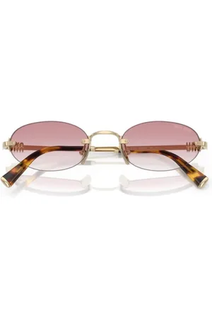 Miu Miu Tilbehør, Dame, Lyserød, 51 MM, Uld, Oval Rammeless Solbriller med Metalarme