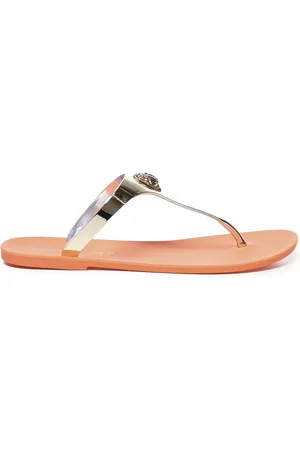 Kurt Geiger Sko, Dame, Brun, 40 EU, Bronze Metallic Sandaler med Krystal Logo