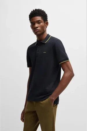 HUGO BOSS Top, Herre, Blå, XL, Bomuld, Blå Kontrast Trim Polo Skjorte