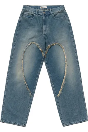 CARNE BOLLENTE Jeans, Herre, Blå, W26, Bomuld, Jet Blegede Boyfriend Fit Unisex Jeans