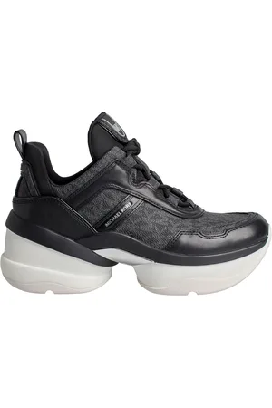 Michael Kors Sko, Dame, Sort, 38 1/2 EU, Læder, Olympia Sneakers med læder og lærred