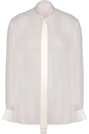 Dolce & Gabbana Bluser & Skjorter, Dame, Hvid, M, Silke Bue Krave Skjorte