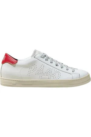 P448 Sko, Herre, Hvid, 42 EU, Hvide Sneakers med Rød Logo