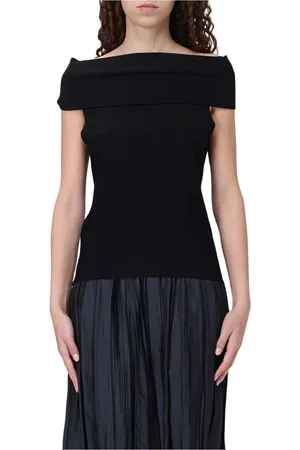Roberto Collina Strik, Dame, Sort, L, Sort Ribstrikket Top