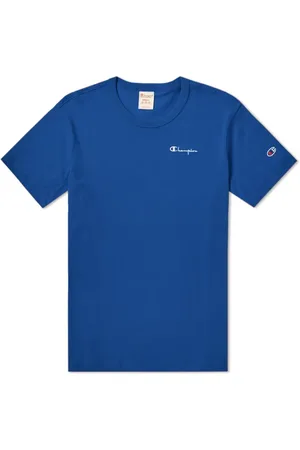 Champion Top, Herre, Blå, XL, Bomuld, Blåt T-shirt med lille skriftlogo