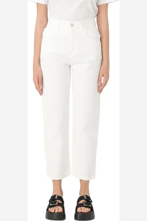Moncler Jeans, Dame, Hvid, XS, Bomuld, Elegant Straight Leg Jeans