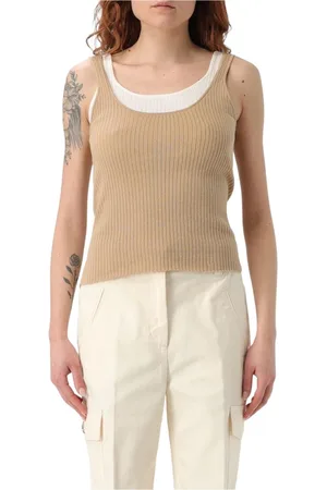 Twin-Set Strik, Dame, , M, Bomuld, Ribstrikket tanktop lagdelt look