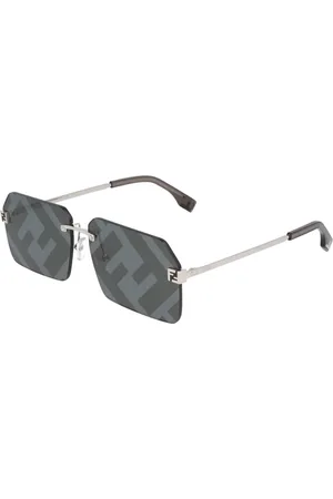 Fendi Tilbehør, unisex, Grå, 59 MM, Uld, Stilfulde uregelmæssige metal solbriller
