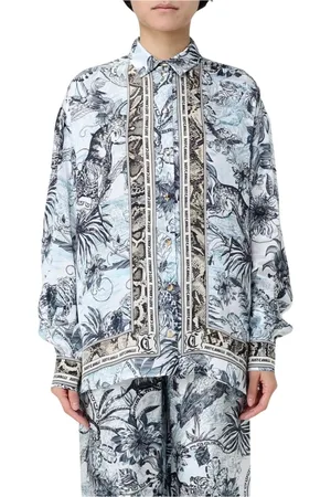 Roberto Cavalli Bluser & Skjorter, Dame, Blå, 2XS, Uld, Stilfuld Blå Langærmet Skjorte
