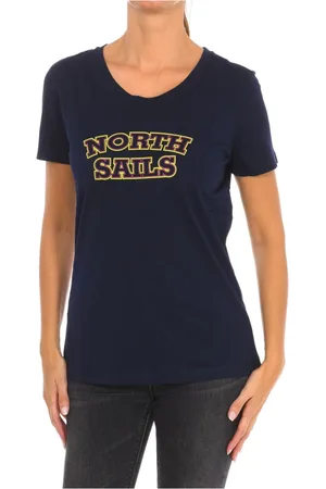 North Sails Top, Dame, Blå, XL, Bomuld, Kortærmet T-shirt med Ribhals