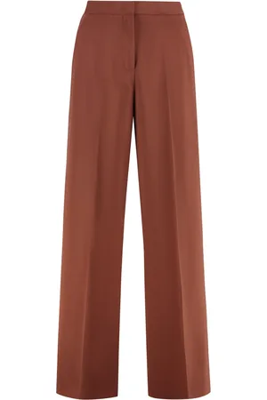 Pinko Bukser, Dame, Brun, M, Polyester, Højtaljede bukser med brede ben og lommer