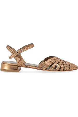 Pon´s quintana Sko, Dame, Gul, 35 EU, Læder, Bronze Metallic Vævet Læder Sandal