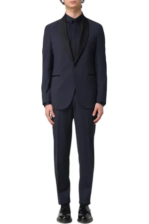 Michael Kors Jakkesæt, Herre, Blå, M, Blå Shawl Krave Suit