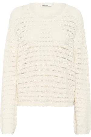 Karen by Simonsen Strik, Dame, Hvid, M, Uld, Oversized Pullover Sweater Egret