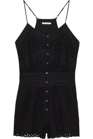Patrizia Pepe Jumpsuits & Playsuits, Dame, Sort, M, Bomuld, Sorte bukser med V-udskæring og løs pasform