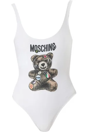 Moschino Badetøj, Dame, Hvid, XS, Polyester, Adrian Grafisk Print Hvid Badedragt