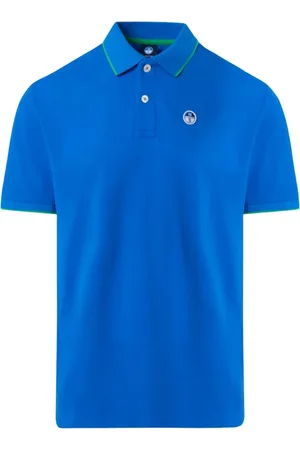North Sails Top, Herre, Blå, M, Bomuld, bomuld stribet krave polo shirt