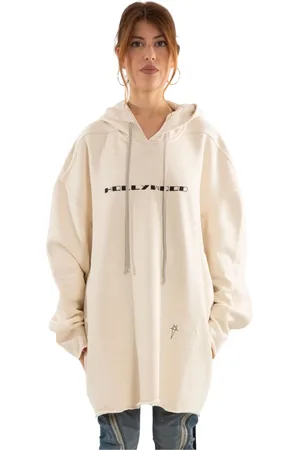 Rick Owens Sweathshirts & Hoodies, Dame, Hvid, M, Trykt hættetrøje 2109