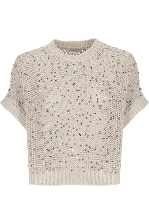 PESERICO SIGN Strik, Dame, , M, Bomuld, Bomuldssweater med Pailletter