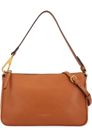 Gianni chiarini Taske, Dame, Brun, ONE SIZE, Uld, Karamel Læder Skuldertaske med Lynlås