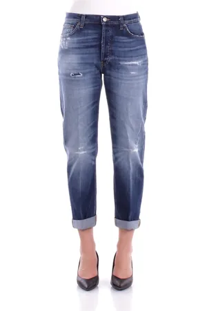 Dondup Jeans, Dame, Blå, W27, Denim, Denim Jeans med Distressed Detaljer