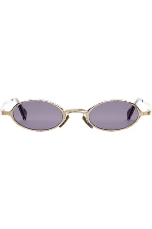 KUBORAUM Tilbehør, Dame, Gul, ONE SIZE, Uld, Guld Oval Solbriller med Violet Linse