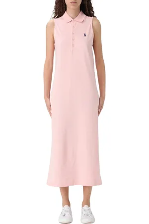 Ralph Lauren Kjole, Dame, Lyserød, M, Uld, Blå Ærmeløs Maxi Kjole